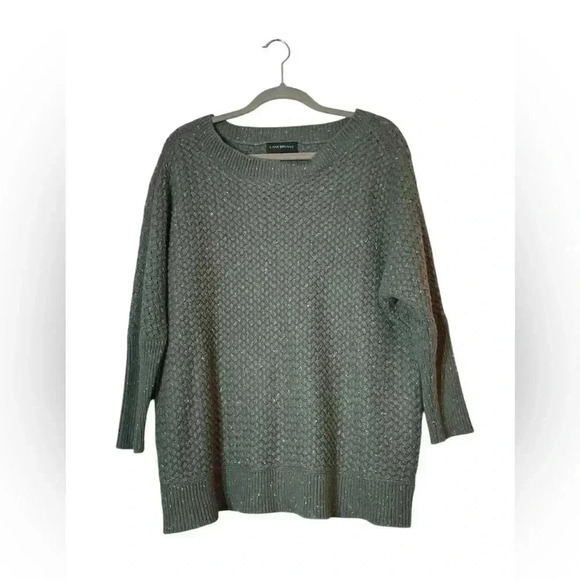 Lane Bryant Olive Green Woven Knit Textured Sweater 18/20 Dolman Sleeve Classic - Picture 1 of 10